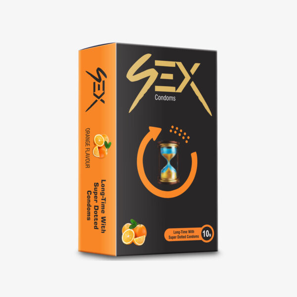 4ex Long-time  Super Dotted Condoms  Orange Flavor 10s