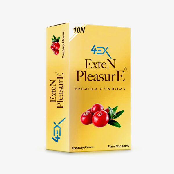 4ex Exten Pleasure  Ultrathin Plain Condoms  Cranberry Flavour  10s