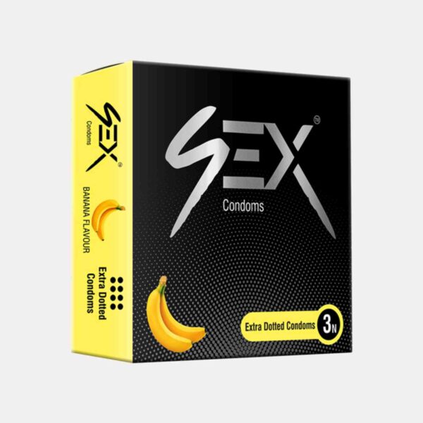 4ex Extra Dotted Condoms  Banana Flavour  3s