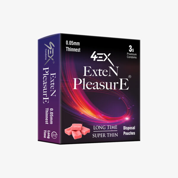4ex Exten Pleasure  Super Thin Condoms  Bubble Gum Flavour  3s